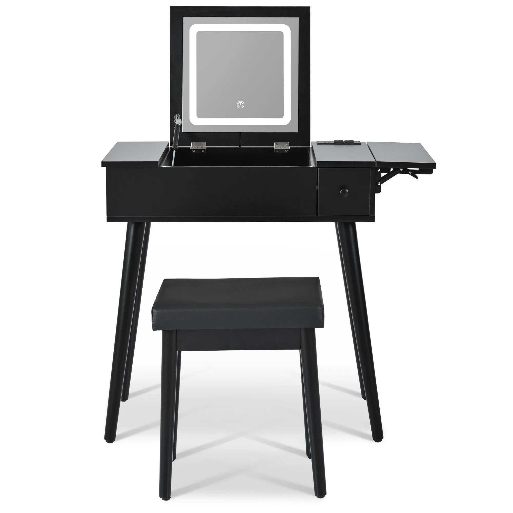 27.9'' Makeup Vanity Desk with Flip Top Mirror and LED Light