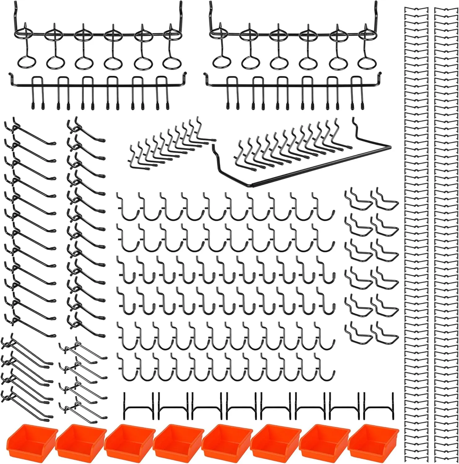 296 PCS Extra Thick Pegboard Hooks for 1/4" Peg Board Hanging Tools, Heavy Duty Metal Black Pegboard Accessories with Pegboard Bins and Peg Locks for Garage Wall Organizer