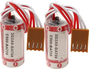2PCS ER17/33 (2/3A 3.6V) PLC Battery with Plug for Omron C500-BAT08 3G2A9-BAT08