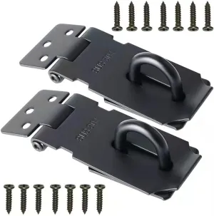 3 Inch Stainless Steel Hasp Lock Latch Lock Mortice Latch Door Shed Cabinet 2 Pack Matte Black