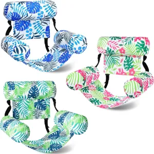 3 Pcs Pool Floats Chairs Adjustable Hammock Water Floating Chair Adult Inflatable Fabric Pool Lounge Chairs Tropical Plants Pattern Summer Swimming Pool Float for Pool
