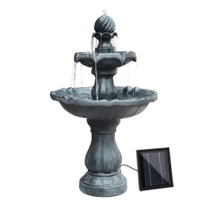 3 Tier Solar Bird Bath Water Fountain Black 93cm