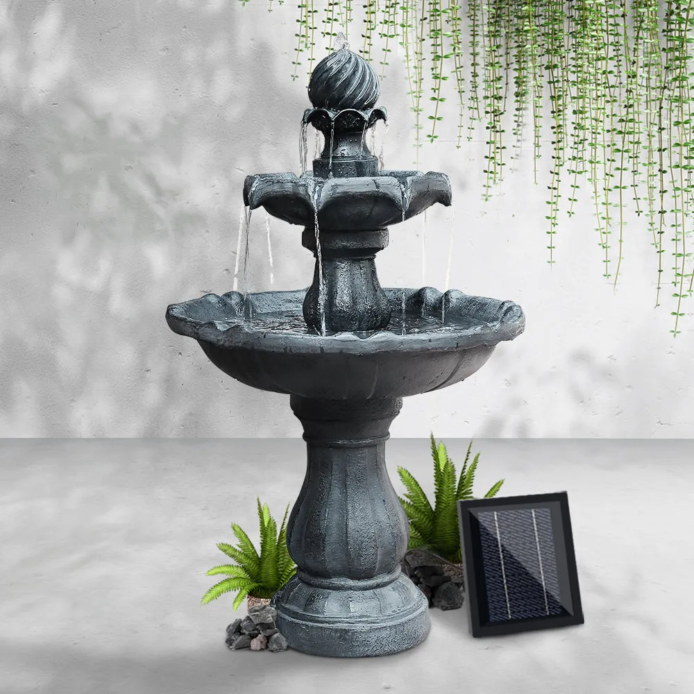 3 Tier Solar Bird Bath Water Fountain Black 93cm