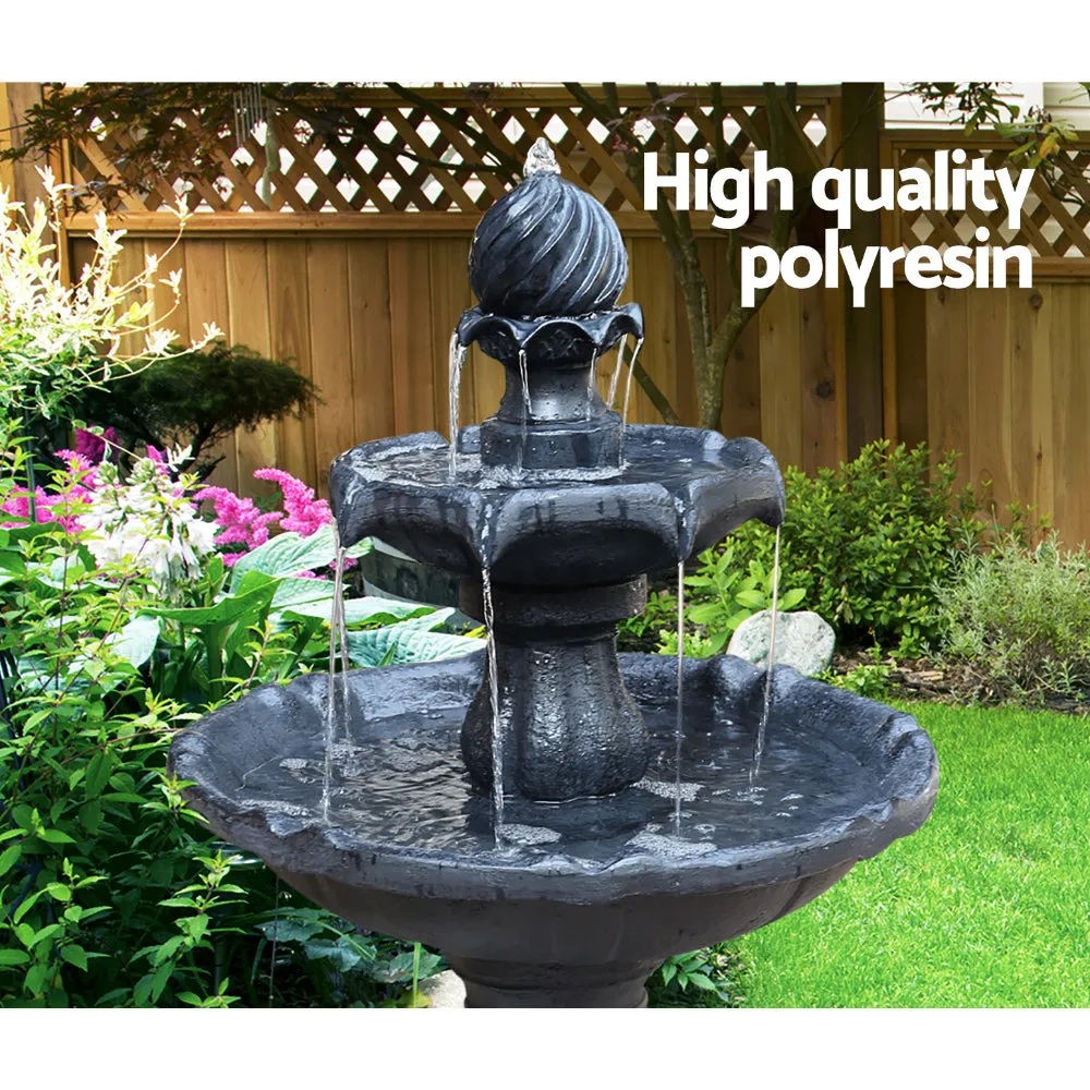3 Tier Solar Bird Bath Water Fountain Black 93cm