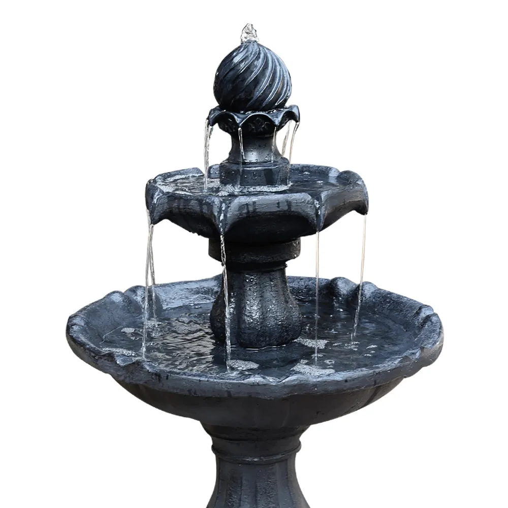 3 Tier Solar Bird Bath Water Fountain Black 93cm