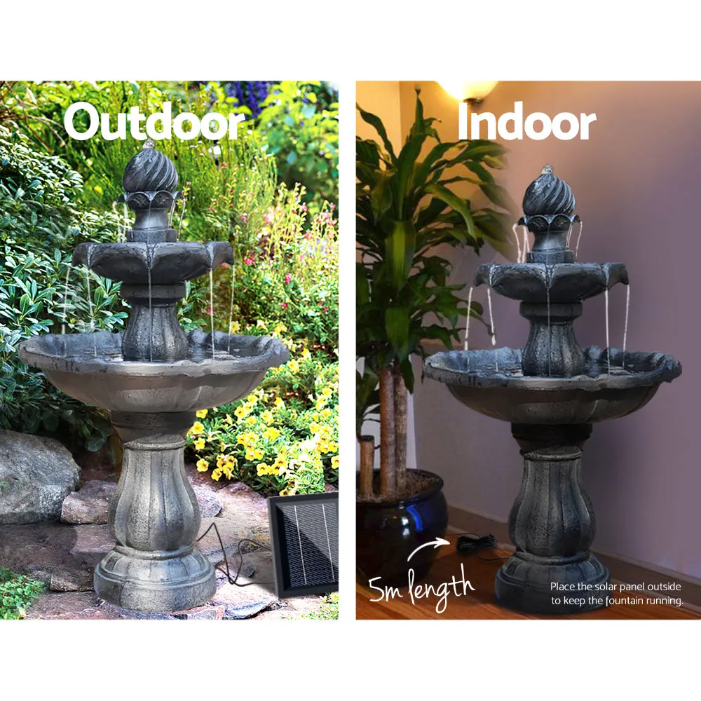3 Tier Solar Bird Bath Water Fountain Black 93cm