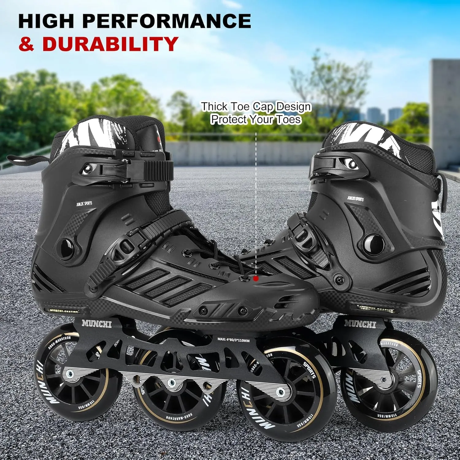 3 Wheel Inline Skates for Adult Women Men,Professional Outdoor Fitness 3X110 Mm Wheels Roller Skates Blades for Unisex