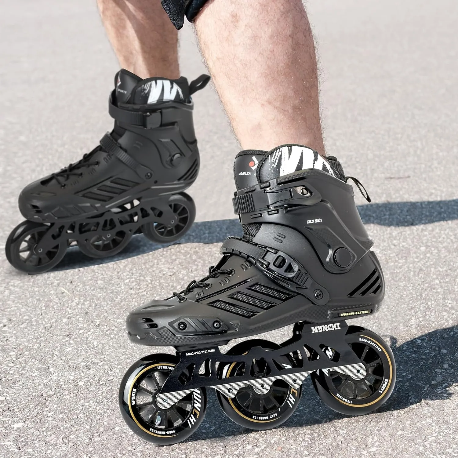 3 Wheel Inline Skates for Adult Women Men,Professional Outdoor Fitness 3X110 Mm Wheels Roller Skates Blades for Unisex