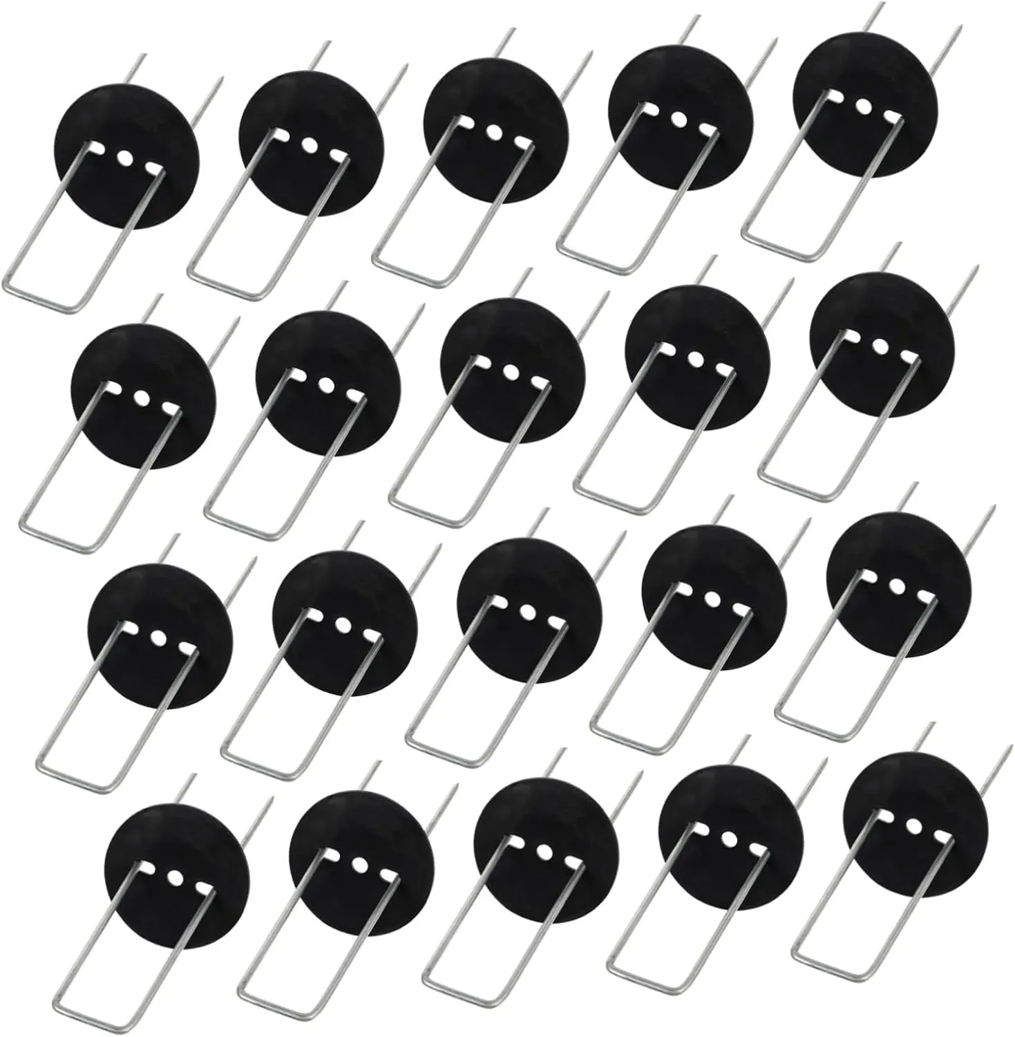 30sets U-Shape Landscape Peg with Gaskets Heavy Duty Garden Stakes for Camping Fences and Tarps Ground for Securing Tents and Outdoor Equipment