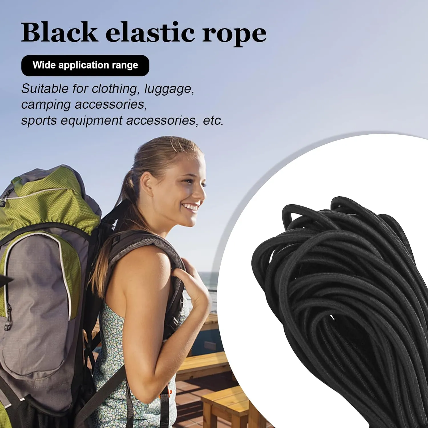 3/16"Bungee Shock Cords with Hooks,98 Feet Elastic Nylon Cords Kayak Stretch String Rope for Bikes,Tie Downs,Boating,Camping,Cars,Sunshades,Fitness and Outdoor Enthusiasts(3/16 inch x 98 feet, Black)