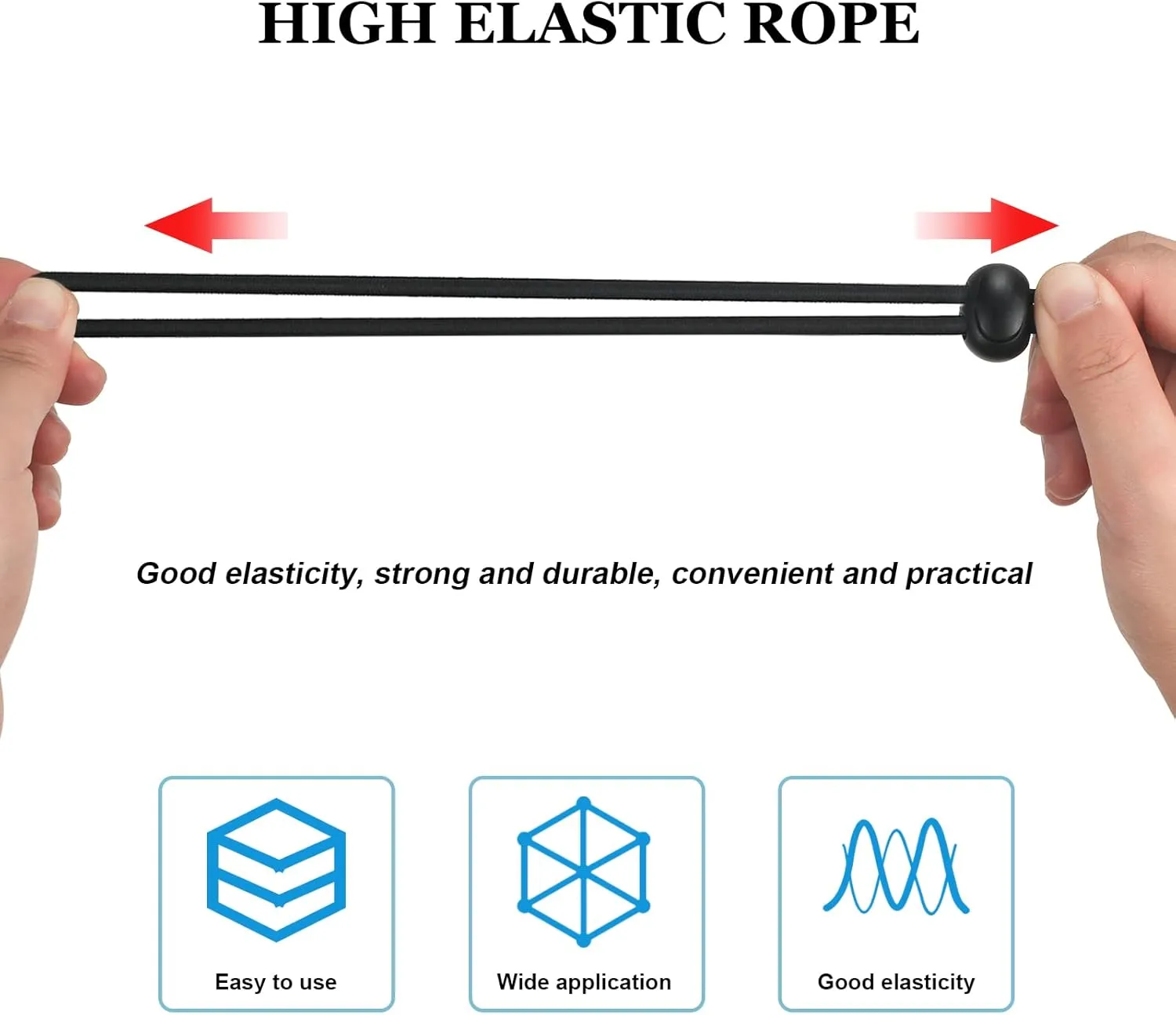 3/16"Bungee Shock Cords with Hooks,98 Feet Elastic Nylon Cords Kayak Stretch String Rope for Bikes,Tie Downs,Boating,Camping,Cars,Sunshades,Fitness and Outdoor Enthusiasts(3/16 inch x 98 feet, Black)
