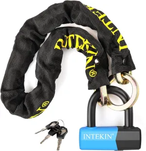 3.1FT Heavy Duty Chain Lock - 10mm/0.42inch Thick Bike Chain with 16mm/0.64inch Disc Lock for Motorcycles, Scooters, Gates and More, Blue