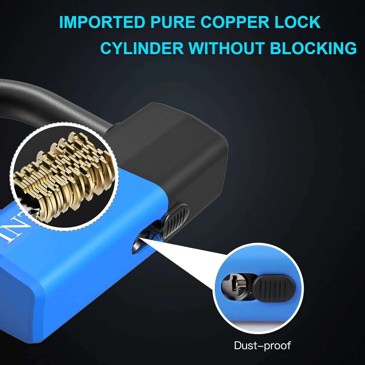 3.1FT Heavy Duty Chain Lock - 10mm/0.42inch Thick Bike Chain with 16mm/0.64inch Disc Lock for Motorcycles, Scooters, Gates and More, Blue