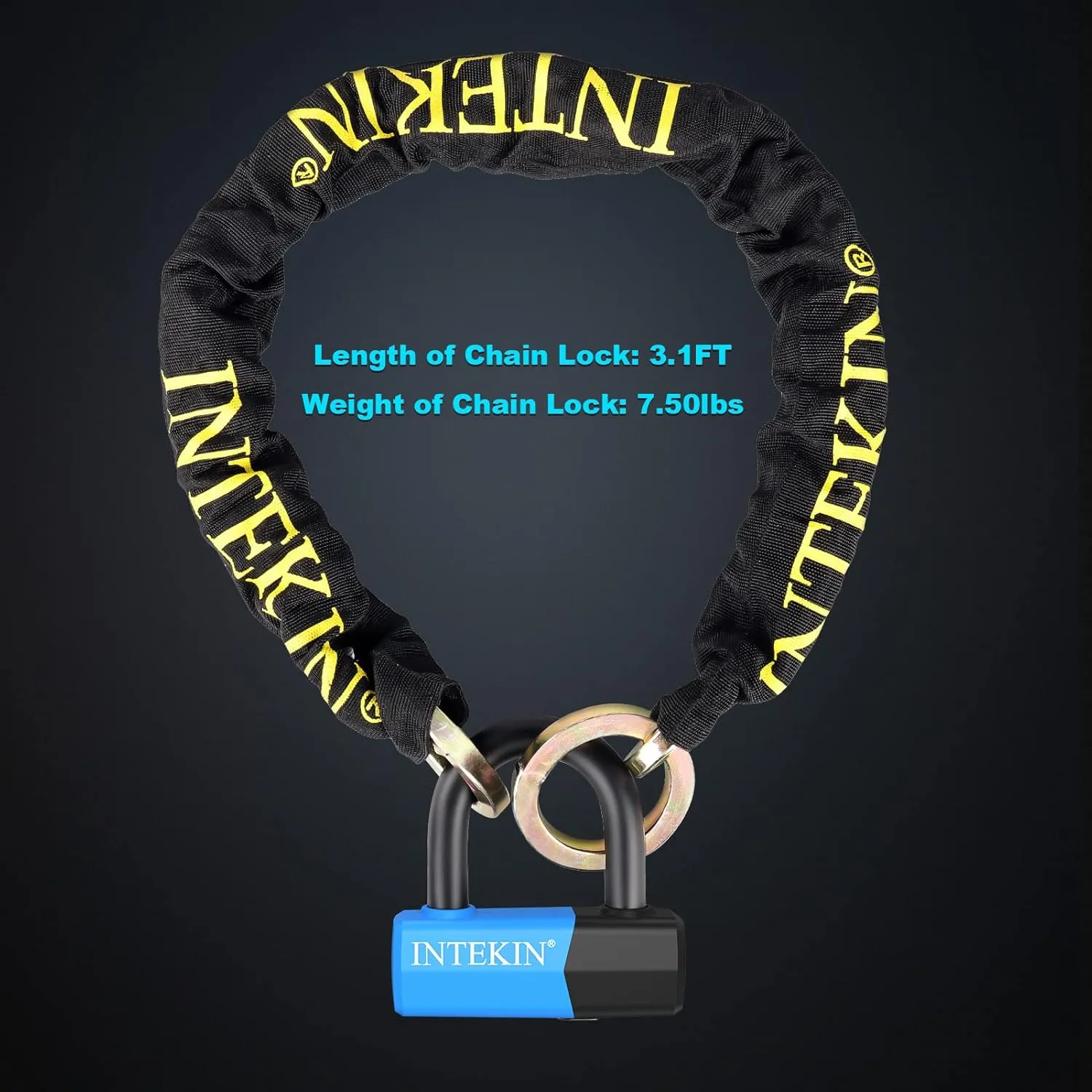 3.1FT Heavy Duty Chain Lock - 10mm/0.42inch Thick Bike Chain with 16mm/0.64inch Disc Lock for Motorcycles, Scooters, Gates and More, Blue