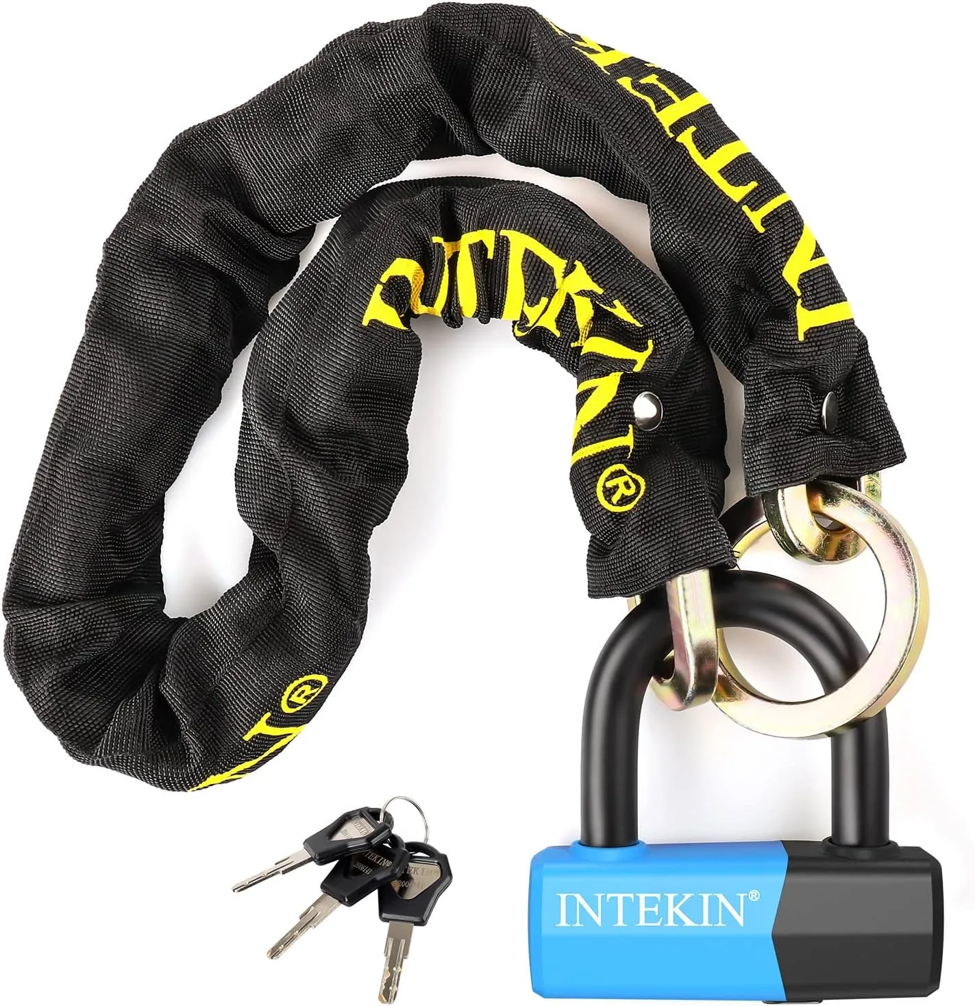3.1FT Heavy Duty Chain Lock - 10mm/0.42inch Thick Bike Chain with 16mm/0.64inch Disc Lock for Motorcycles, Scooters, Gates and More, Blue