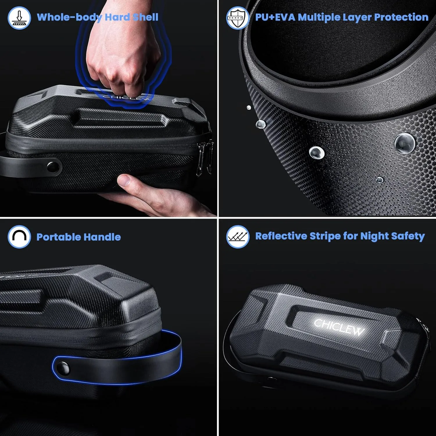 3L Large Scooter Bag with Handle, Portable Electric Scooter Storage Bag, Waterproof XL Handlebar Pouch Bag for Scooters, Bikes, Segway Niu, with Small Coded Lock & Screw Fixation Design