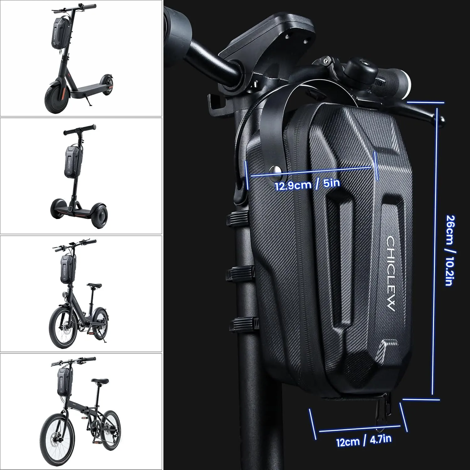 3L Large Scooter Bag with Handle, Portable Electric Scooter Storage Bag, Waterproof XL Handlebar Pouch Bag for Scooters, Bikes, Segway Niu, with Small Coded Lock & Screw Fixation Design