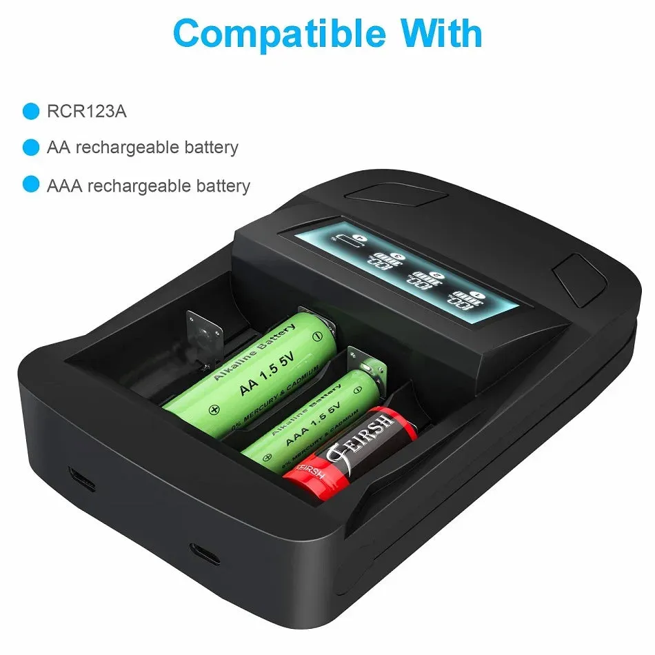 4 CR123A Rechargeable Batteries With Charger