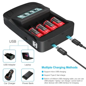 4 CR123A Rechargeable Batteries With Charger