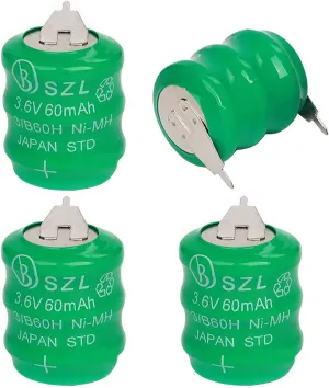 4 Pack 3.6V 60mAh Ni-MH Battery for Varta 3/V60H 55608303012 PLC CNC Chip Data Power Supply 2 Pin