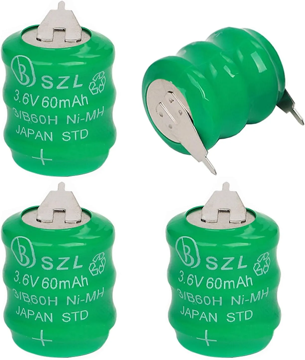 4 Pack 3.6V 60mAh Ni-MH Battery for Varta 3/V60H 55608303012 PLC CNC Chip Data Power Supply 2 Pin