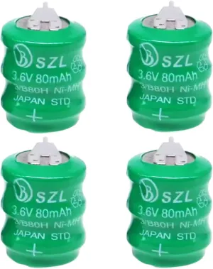 4 Pack 3.6V 80mAh Ni-Mh Replacement Battery for Varta -3/V80H Battery - 2 Pin