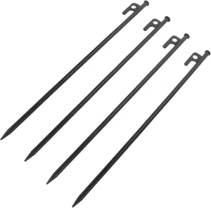 4 Pack Heavy Duty Metal Tent Stakes for Outdoor Camping Tent Pegs Long Hook Strong Ground Stakes Canopy Tarp 40cm Black