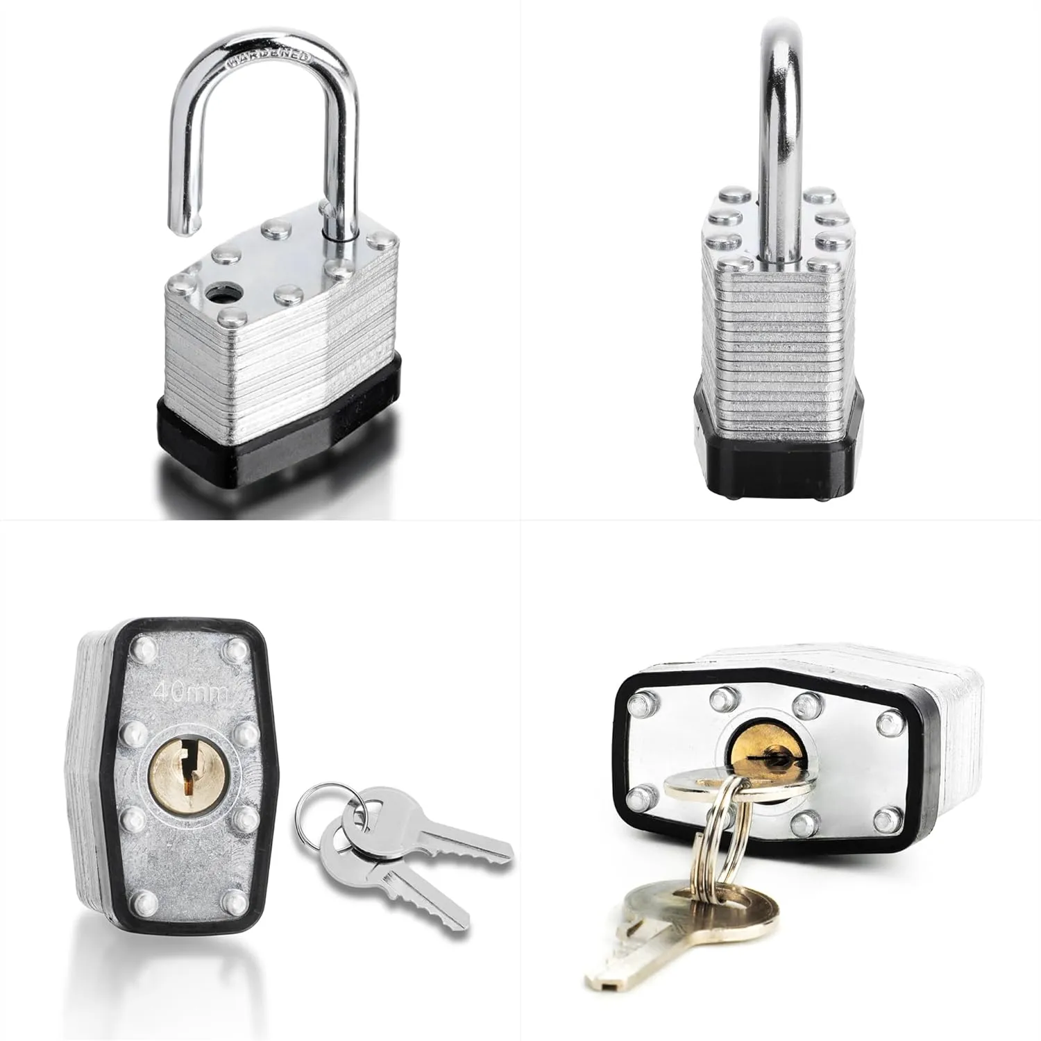 4 Pack Keyed Alike Padlocks - 40mm High Security Heavy Duty With Keys for Gym, Warehouse - Outdoor Locks With Same Key