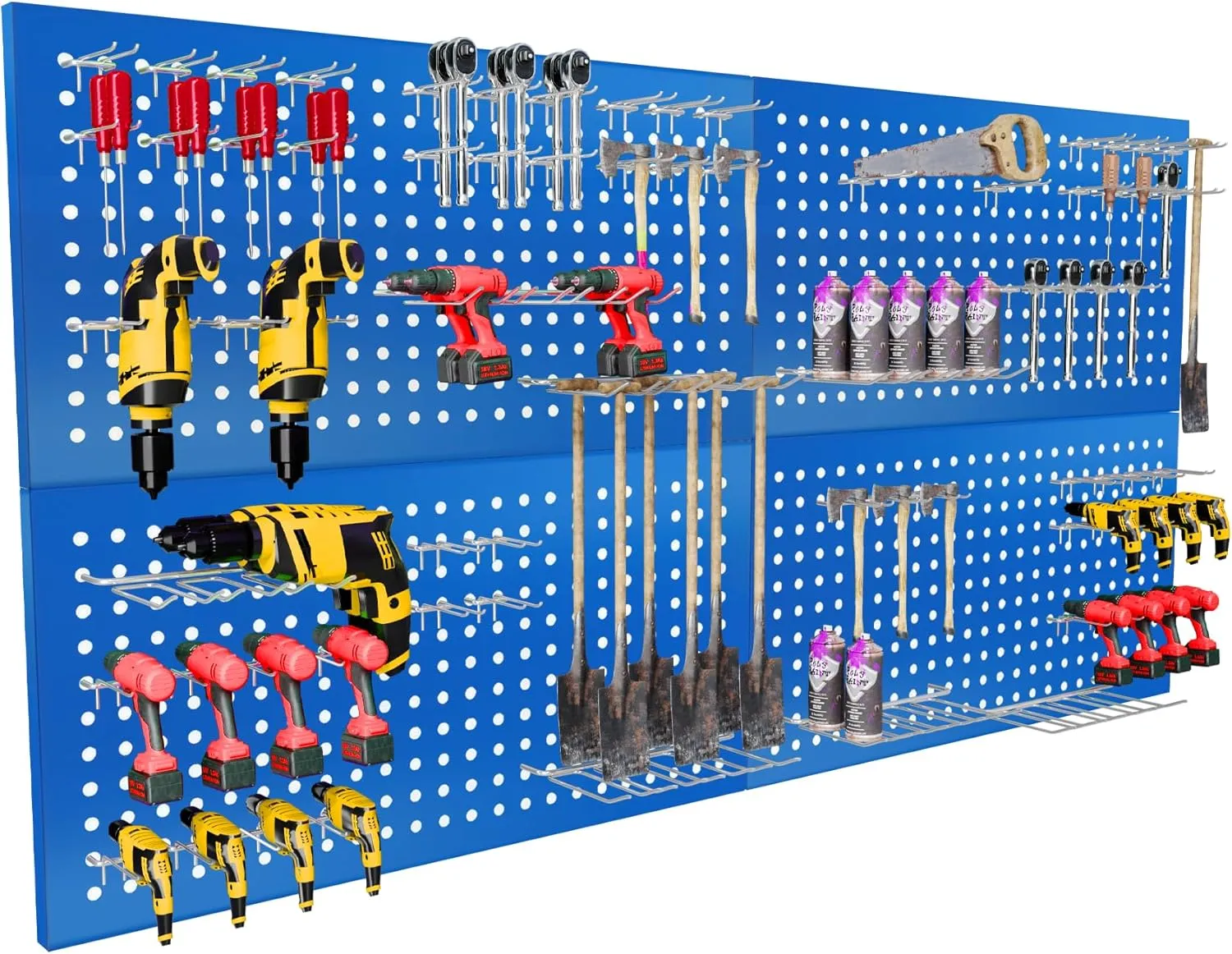 4 Pack Metal Pegboard Panels 24" x 12" Black Heavy Duty Steel Pegboard Wall Organizer, Garage Utility Tools Pegboard Storage System for Workbench, Shop, Shed Modular Peg Board Organizer Board Kit