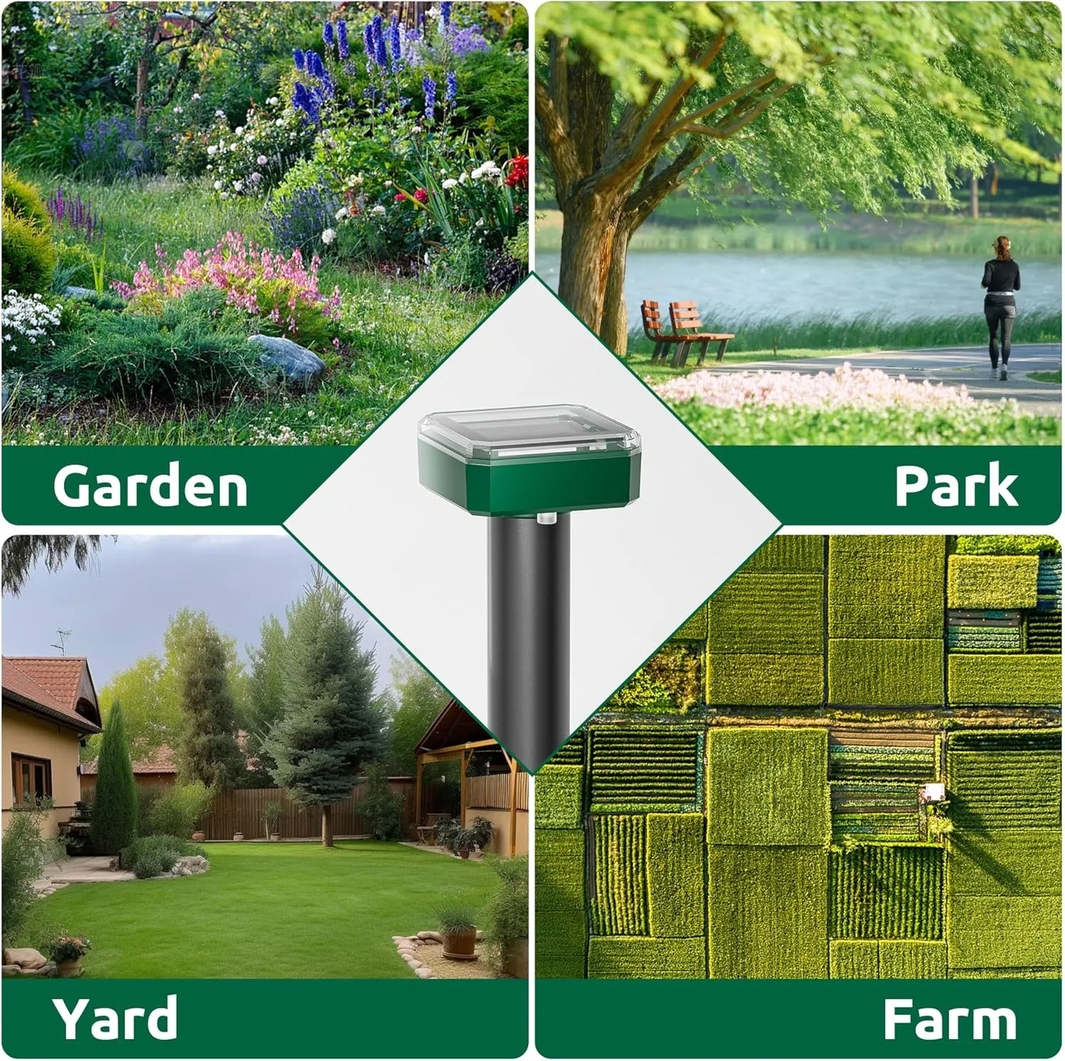 4 Pack Mole Repellent for Lawns Solar Powered Groundhog Spikes, Ultrasonic Mole Stakes for Yard, Waterproof Gopher Repellent to Get Rid of Gopher, Vole and Snake for Farm