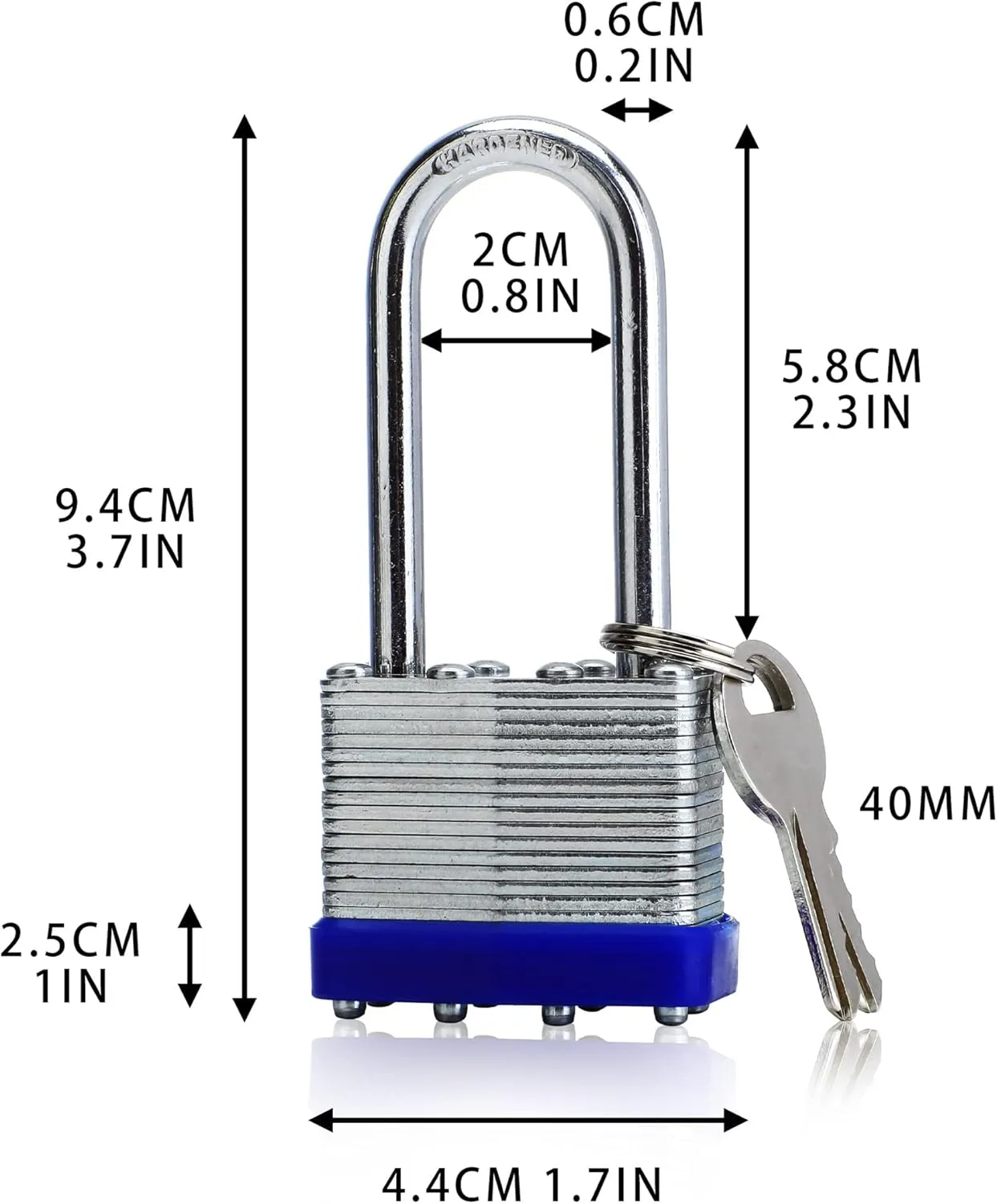 4 Pack Outdoor Padlocks with Keys Long Shackle Keyed Alike Padlocks with 8 Keys 40mm Heavy-Duty Locks for Gate Fence Toolbox School Gym