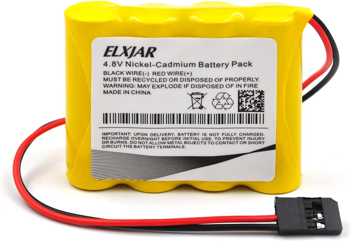 (4-Pack) Receiver RX Battery Pack with Hitec Connectors, 4.8V 1000mAh Ni-CD Rechargeable for RC Airplanes, RC Aircrafts, Compatible with Hitec, Futaba, JR Receivers