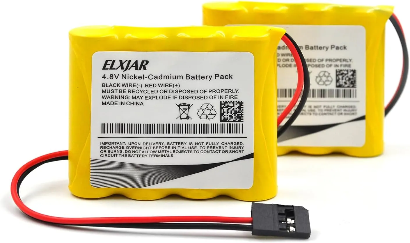 (4-Pack) Receiver RX Battery Pack with Hitec Connectors, 4.8V 1000mAh Ni-CD Rechargeable for RC Airplanes, RC Aircrafts, Compatible with Hitec, Futaba, JR Receivers