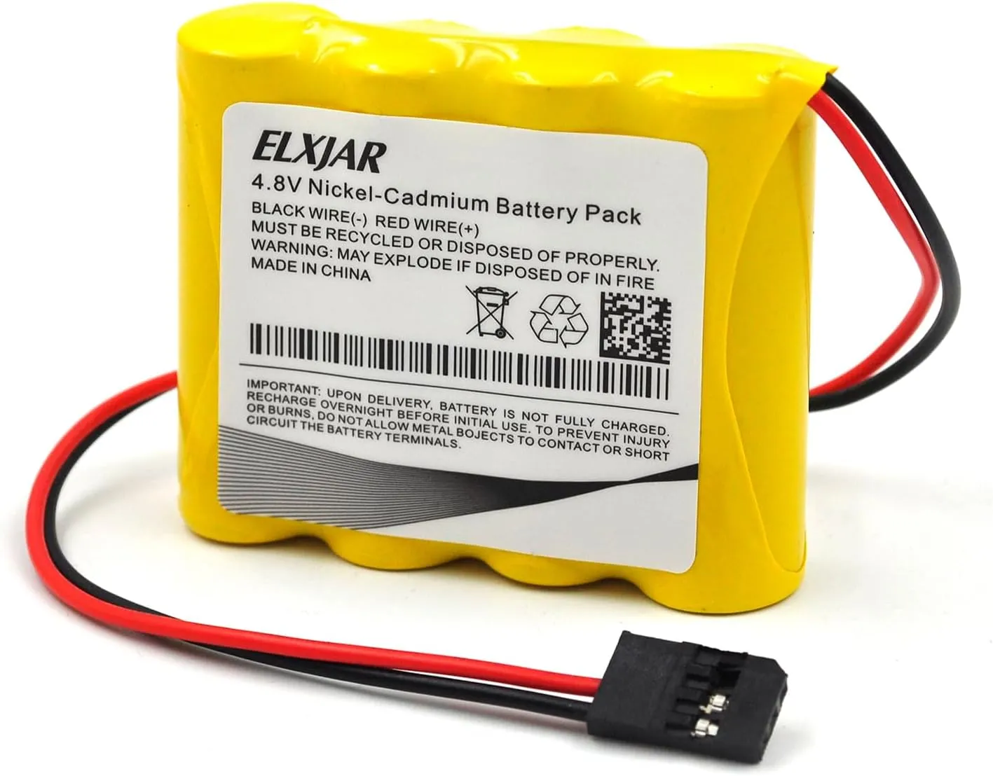 (4-Pack) Receiver RX Battery Pack with Hitec Connectors, 4.8V 1000mAh Ni-CD Rechargeable for RC Airplanes, RC Aircrafts, Compatible with Hitec, Futaba, JR Receivers