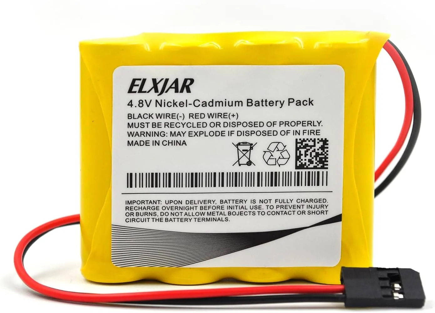 (4-Pack) Receiver RX Battery Pack with Hitec Connectors, 4.8V 1000mAh Ni-CD Rechargeable for RC Airplanes, RC Aircrafts, Compatible with Hitec, Futaba, JR Receivers