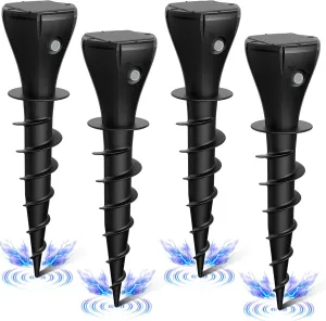 4 Packs Solar Powered Mole Repellent Outdoor, Ultrasonic Gopher Killer Sonic Vole Repellent for Lawn Garden Yard, Waterproof Rodent Repellent Get Rid of Groundhog Chipmunk Squirrels Snake