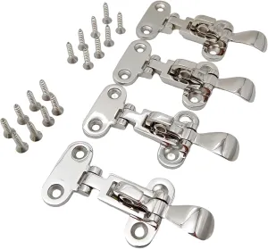 4 PCS Marine Grade 316 Stainless Steel Anti-Rattle Lockable Hold Down Clamp Latch 75mm Mirror Polished