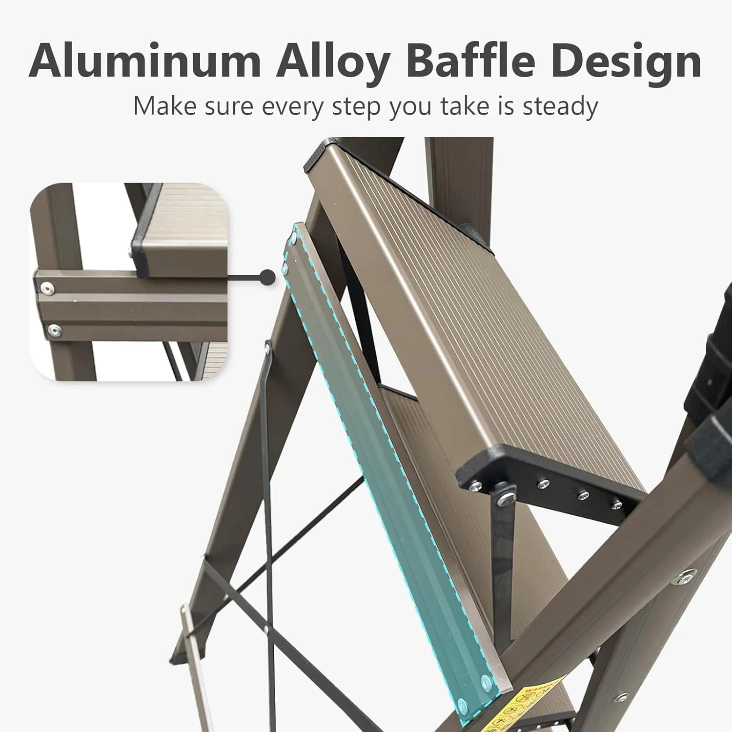 4 Step Ladder High-end Aluminum Folding Step Stool with Wide Anti-Slip Pedal, Lightweight Aluminum Four Step Ladder for Home Closet Office Foldable Step Ladders for Adults