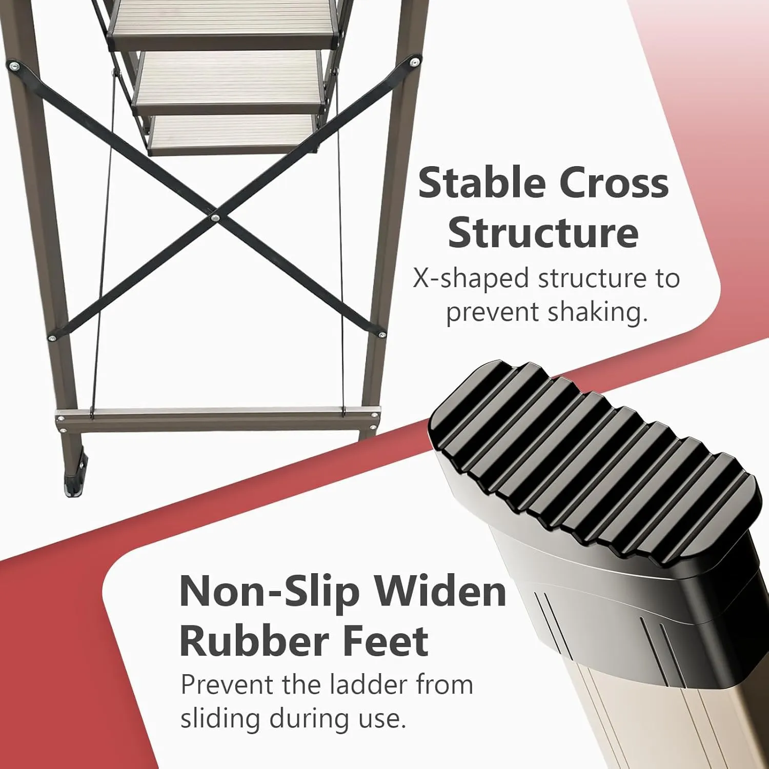 4 Step Ladder High-end Aluminum Folding Step Stool with Wide Anti-Slip Pedal, Lightweight Aluminum Four Step Ladder for Home Closet Office Foldable Step Ladders for Adults