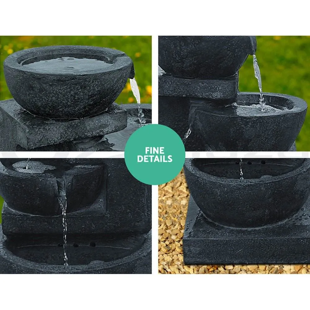 4-Tier Gardeon Solar Water Feature Cascading Fountain Bowl LED Lights 72CM Blue