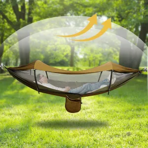 440lbs Camping Hammock with Mosquito Net,2 in 1 Hammock Tent Portable Double Hammock with Pocket,70D Nylon Spinning Camping Supplies,Camping Hammock for Outdoor Hiking Survival Travel (Green)