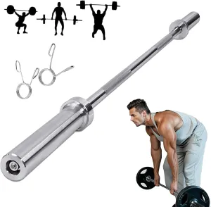 4ft Barbell Bar - Heavy Duty Straight Weight Lifting Bar with 2 Spring Collars, 176 LBS Capacity & 360° Rotating Sleeves for 2-Inch Plates | Home Gym Strength Training Equipment
