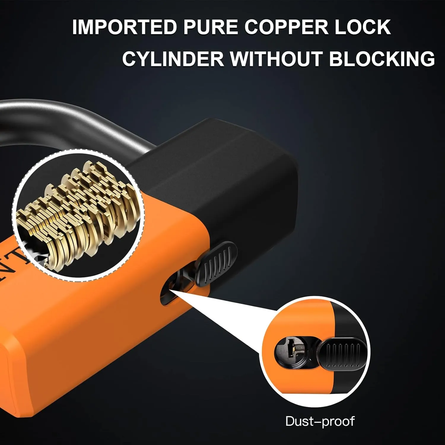 4FT Heavy Duty Bike Chain Lock - 12mm Thick, 16mm Disc Lock for Motorcycles, Scooters, Gates - Orange