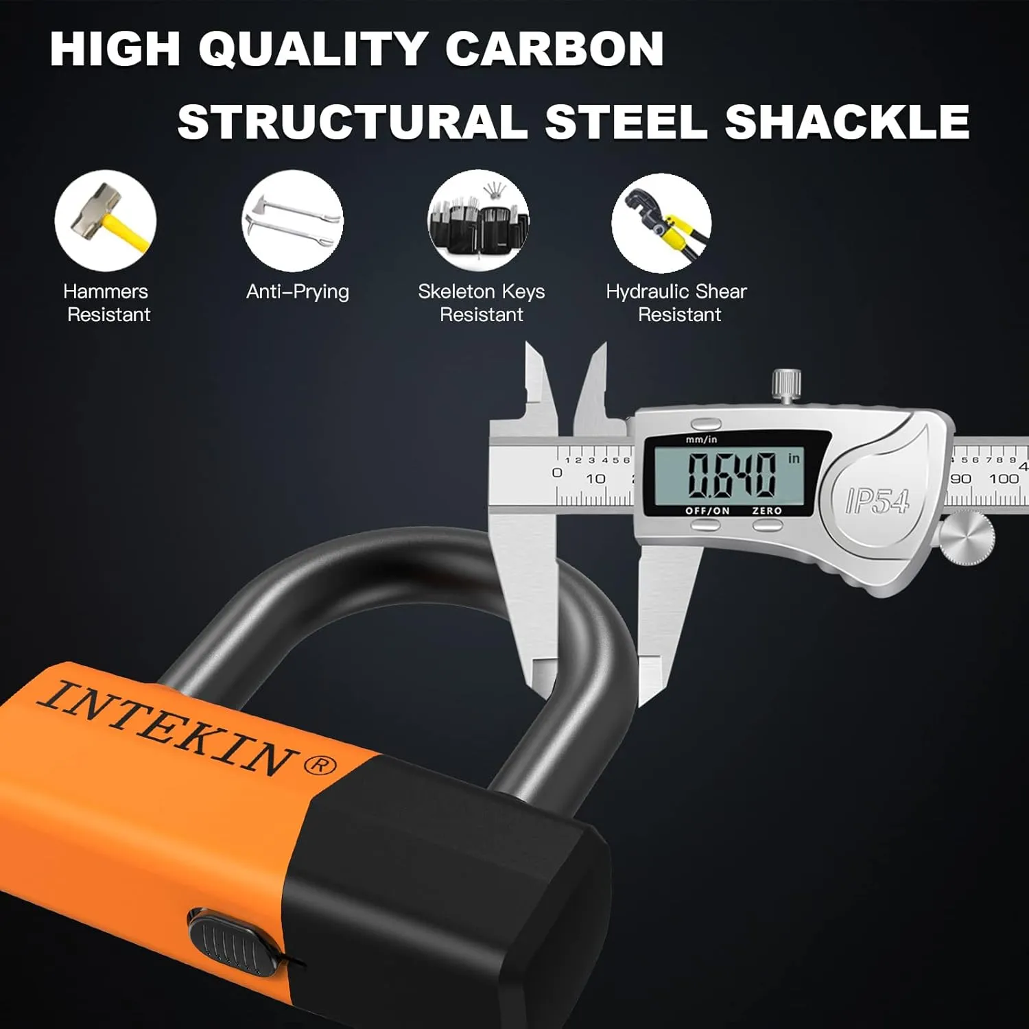 4FT Heavy Duty Bike Chain Lock - 12mm Thick, 16mm Disc Lock for Motorcycles, Scooters, Gates - Orange