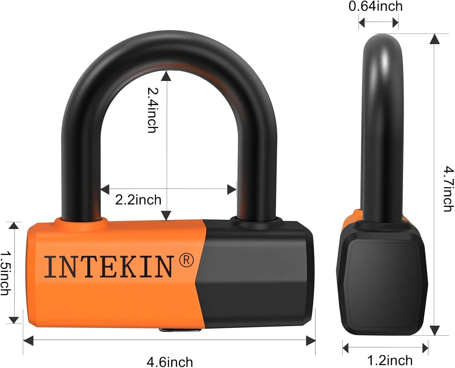 4FT Heavy Duty Bike Chain Lock - 12mm Thick, 16mm Disc Lock for Motorcycles, Scooters, Gates - Orange