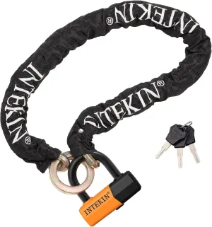 4FT Heavy Duty Bike Chain Lock - 12mm Thick, 16mm Disc Lock for Motorcycles, Scooters, Gates - Orange
