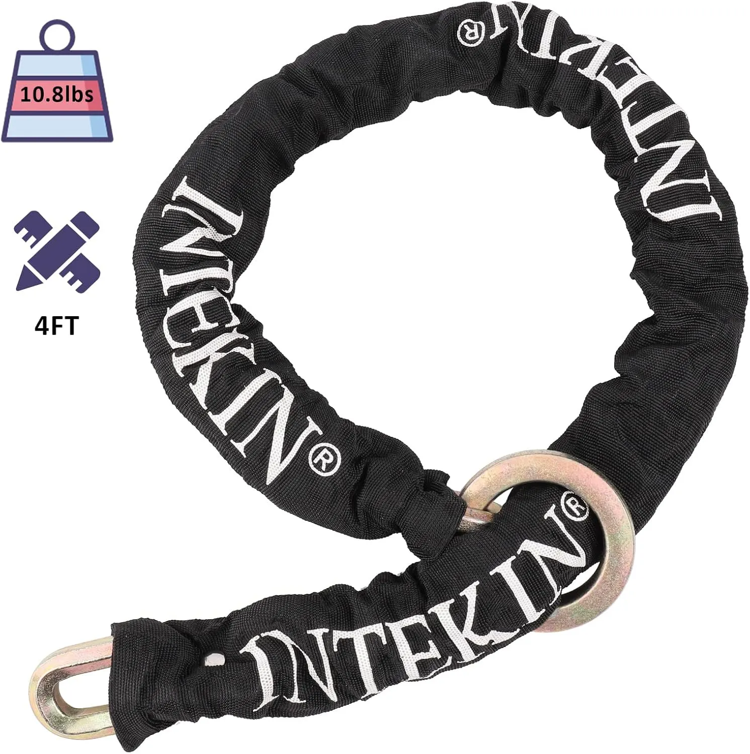 4FT Heavy Duty Bike Chain Lock - 12mm Thick, 16mm Disc Lock for Motorcycles, Scooters, Gates - Orange