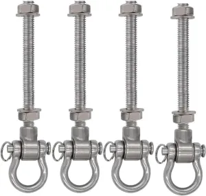4pcs Heavy Duty Bearing Swing Hooks Hanger 1500 LB Wood Beam & I-Beam Hanger 9.25" Permanent Anti-Rust Mute 180° Swing Sets Hardware for Sandbag Yoga Swing Hammock Chair