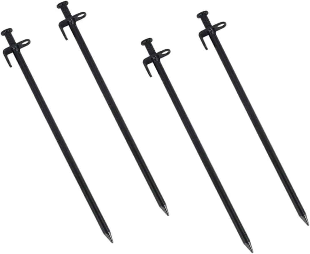 4pcs Heavy Duty Steel Camping Tent Stakes Ground Pegs for Family Tents Hiking Accessories Durable Anchors for Gazebo Patio and Outdoor Use