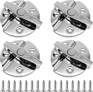 4Pcs Stainless Steel 316 Boat Door Cabinet Hatch Latch, 2.2 x 2.4inch Marine Grade Boat Hatch Round Turn Button, Heavy Duty Twist Lock Latch Fastener for Boats Yacht Hatch RVs Accessories